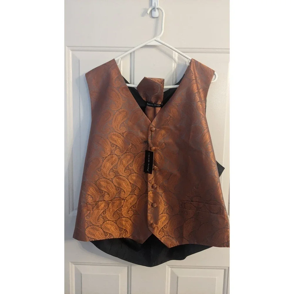 Barry Wang Vest Set, NWT, 2XL, Orange/Rust, Silk